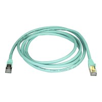 StarTech.com 2m CAT6A Ethernet Cable, 10 Gigabit Shielded Snagless RJ45 100W PoE Patch Cord, CAT 6A 10GbE STP Network Cable w/Strain Relief, Aqua, Fluke Tested/UL Certified Wiring/TIA - Category 6A - 26AWG (6ASPAT2MAQ)