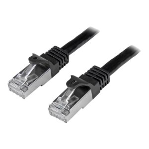 StarTech.com 1m CAT6 Ethernet Cable, 10 Gigabit Shielded Snagless RJ45 100W PoE Patch Cord, CAT 6 10GbE SFTP Network Cable w/Strain Relief, Black, Fluke Tested/Wiring is UL Certified/TIA