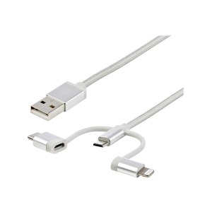 StarTech.com USB Lightning Kabel - USB-C Micro-B Laddekabel - 1m - geflochten - Silber - USB auf Lightning Kabel - USB zu USB C - USB-Kabel - USB (M)