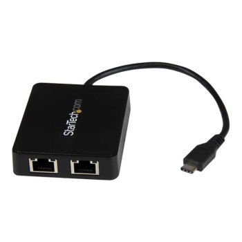 StarTech.com USB-C to Dual Gigabit Ethernet Adapter with USB 3.0 (Type-A) Port