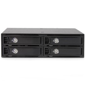 StarTech.com 4x Festplatten Wechselrahmen für 2,5 Zoll SATA / SAS Laufwerke - Mobile Rack Backplane für SATA II und III - Speichergehäuse - 4 Schächte (SATA-600 / SAS-2)