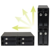 StarTech.com 4x Festplatten Wechselrahmen für 2,5 Zoll SATA / SAS Laufwerke - Mobile Rack Backplane für SATA II und III - Speichergehäuse - 4 Schächte (SATA-600 / SAS-2)