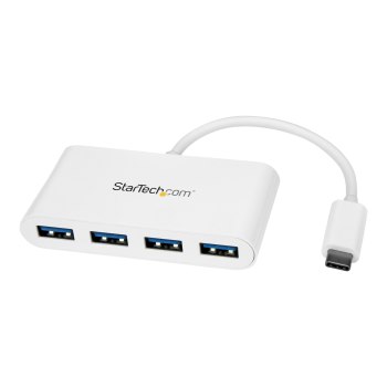 StarTech.com 4 Port USB C Hub with 4x USB-A Ports (USB 3.0 SuperSpeed 5Gbps), USB Bus Powered, Portable/Laptop USB-C to USB-A Adapter Hub, USB 3.1 Gen 1/USB 3.2 Gen 1 Type-C Hub, White