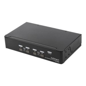 StarTech.com Switch KVM a 4 porte DisplayPort - 4K 60 Hz - 3840 x 2160 Pixel - 4K Ultra HD - Montaggio rack - 18 W - 1U - Nero