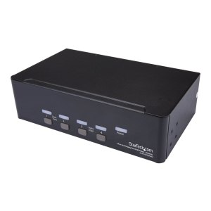 StarTech.com Switch KVM a 4 porte per Dual DisplayPort - 4k 60Hz - 3840 x 2160 Pixel - 4K Ultra HD - Montaggio rack - 18 W - 2U - Nero