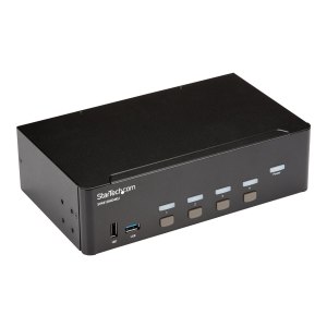 StarTech.com Switch KVM a 4 Porte HDMI - 4K 30Hz - Doppio Display - 3840 x 2160 Pixel - 4K Ultra HD - Montaggio rack - 18 W - Nero