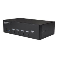 StarTech.com Switch KVM a 4 Porte HDMI - 4K 30Hz - Doppio Display - 3840 x 2160 Pixel - 4K Ultra HD - Montaggio rack - 18 W - Nero