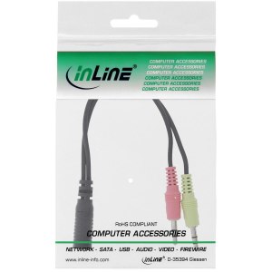 InLine Headset adapter - stereo mini jack (M) to 4-pole...