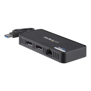 StarTech.com USB 3.0 Mini Dock, Dual Monitor USB-A Docking Station w/ DisplayPort 4K 60Hz Video & Gigabit Ethernet, 1ft (30cm) Cable, Portable USB 3.1 Gen 1 Type-A Laptop Adapter, 4K Dock