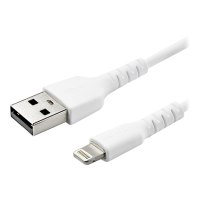 StarTech.com 1m(3 ft) Durable White USB-A to Lightning Cable, Heavy Duty Rugged Aramid Fiber USB Type A to Lightning Charger/Sync Power Cord, Apple MFi Certified iPad/iPhone 12 Pro Max