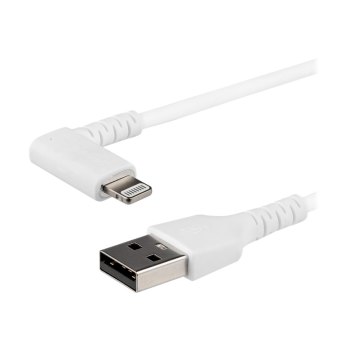 StarTech.com 1m USB-A auf Lightning-Kabel - 90° rechtwinkliges USB Typ-A auf Ladekabel - Synchronisationskabel - Apple MFi-zertifiziert iPad/iPhone 12 - Weiß (RUSBLTMM1MWR)