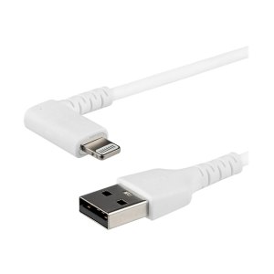 StarTech.com 2m USB-A auf Lightning-Kabel - 90° rechtwinkliges USB Typ-A auf Ladekabel - Synchronisationskabel - Apple MFi-zertifiziert iPad/iPhone 12 - Weiß (RUSBLTMM2MWR)