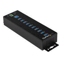 StarTech.com HB30A10AME USB 3.0 hub (10-port, Din-Rail, industrial application, external power supply, overvoltage protection, ESD, 350 W, 15 kV)