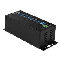 StarTech.com HB30A7AME USB 3.0 Hub (7-Port, Din-Rail,  Industrielle Anwendung, externes Netzteil, Uberspannungsschutz, ESD, 350 W, 15 kV)