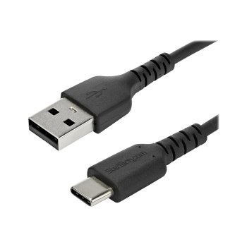 StarTech.com 1m USB-A auf USB-C Ladekabel - Dauerhaftes USB 2.0 auf USB Typ-C Datenübertragungs- und Schnellladekabel - Robuster TPE-Mantel Aramidfaser, M/M, 3A - Schwarz (RUSB2AC1MB)