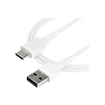 StarTech.com 1m USB-A auf USB-C Ladekabel - Dauerhaftes USB 2.0 auf USB Typ-C Datenübertragungs- und Schnellladekabel - Robuster TPE-Mantel Aramidfaser, M/M, 3A - Weiß (RUSB2AC1MW)