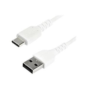 StarTech.com 1m USB-A auf USB-C Ladekabel - Dauerhaftes USB 2.0 auf USB Typ-C Datenübertragungs- und Schnellladekabel - Robuster TPE-Mantel Aramidfaser, M/M, 3A - Weiß (RUSB2AC1MW)