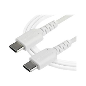 StarTech.com 1m USB-C Ladekabel - Langlebiges USB 2.0 Typ C zu USB C Datenübertragungs-/Schnellladekabel - TPE Mantel Aramidfaser M/M 60W Weiß - Samsung S10 S20 iPad Pro MS Surface (RUSB2AC1MW)