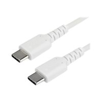 StarTech.com 1m USB-C Ladekabel - Langlebiges USB 2.0 Typ C zu USB C Datenübertragungs-/Schnellladekabel - TPE Mantel Aramidfaser M/M 60W Weiß - Samsung S10 S20 iPad Pro MS Surface (RUSB2AC1MW)