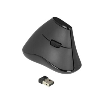 Delock Ergonomic - Vertikale Maus - ergonomisch - Für Rechtshänder - optisch - 5 Tasten - kabellos - 2.4 GHz - kabelloser Empfänger (USB)
