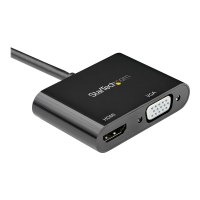 StarTech.com DisplayPort to HDMI VGA Adapter, DisplayPort 1.2 HBR2 to HDMI 2.0 (4K 60Hz) or VGA 1080p Converter Dongle, DP to HDMI or VGA Monitor Adapter, Digital Video Display Adapter