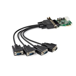 StarTech.com 4-port PCI Express RS232 Serial Adapter Card, PCIe RS232 Serial Host Controller Card, PCIe to Serial DB9, 16950 UART, Low Profile Desktop Expansion Card, Windows, macOS, Linux