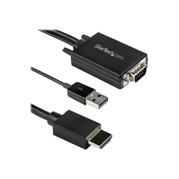 StarTech.com Cavo adattatore convertitore da VGA a HDMI da 2 m - Alimentazione USB - 1080p - 2 m - USB Type-A + VGA (D-Sub) - HDMI tipo A (Standard) - Maschio - Maschio - Dritto