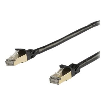 StarTech.com 6ASPAT5MBK Patchkabel CAT6a  (5 m, schwarz, RJ45-Snagless-Steckverbinder, CAT6a-STP-Kabel, Kupferdraht, Netzwerkkabel)