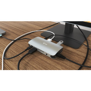 I-TEC USB-C Metal Nano Dock 1xHDMI 1xVGA 1xSD Kartenleser 1xmicroSD Kartenleser 1xGLAN 1xAudio/Mic 3xUSB 3.1 1xUSB-C Data 1xUSB-C PD