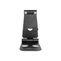 StarTech.com Phone and Tablet Stand, Foldable Universal Mobile Device Holder for Smartphones & Tablets, Adjustable Multi-Angle Viewing Ergonomic Cell Phone Stand for Desk, Portable, Black