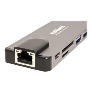 ROLINE 12.02.1118 - Cablato - USB 3.2 Gen 2 (3.1 Gen 2) Type-C - 10,100,1000 Mbit/s - Nero - Grigio - MicroSD (TransFlash),SD - 3840 x 2160 Pixel
