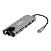 ROLINE 12.02.1118 - Alámbrico - USB 3.2 Gen 2 (3.1 Gen 2) Type-C - 10,100,1000 Mbit/s - Negro - Gris - MicroSD (TransFlash),SD - 3840 x 2160 Pixeles