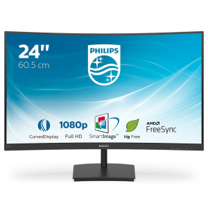 Philips E-line 241E1SC - LED-Monitor - gebogen - 61 cm (24") (23.6" sichtbar) - 1920 x 1080 Full HD (1080p) @ 75 Hz - VA - 240 cd/m² - 3000:1 - 4 ms - HDMI, VGA - Textured Black