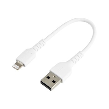 StarTech.com 15cm(6 in) Durable White USB-A to Lightning Cable, Heavy Duty Rugged Aramid Fiber USB Type A to Lightning Charger/Sync Power Cord, Apple MFi Certified iPad/iPhone 12 Pro Max