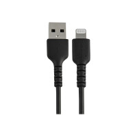 StarTech.com 12 in (30cm) Durable Black USB-A to Lightning Cable, Heavy Duty Rugged Aramid Fiber USB Type A to Lightning Charger/Sync Power Cord, Apple MFi Certified iPad/iPhone 12 Pro Max