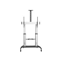 StarTech.com Mobile TV Stand, Heavy Duty TV Cart for 60-100" Display (100kg/220lb), Height Adjustable Rolling Flat Screen Floor Standing on Wheels, Universal Television Mount w/Shelves