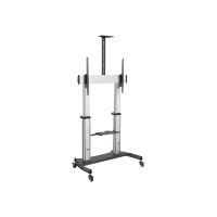 StarTech.com Mobile TV Stand, Heavy Duty TV Cart for 60-100" Display (100kg/220lb), Height Adjustable Rolling Flat Screen Floor Standing on Wheels, Universal Television Mount w/Shelves