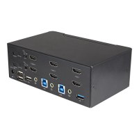 StarTech.com 2 Port Dual Monitor HDMI KVM Switch, 4K 60Hz Ultra HD HDR, Desktop 4K HDMI 2.0 KVM Switch with 2 Port USB 3.0 Hub (5Gbps) & 4x USB 2.0 HID Port, Audio, Hotkey Switching, TAA