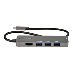 StarTech.com USB C Multiport Adapter, USB-C to HDMI 2.0b 4K 60Hz (HDR10), 100W Power Delivery Pass-Through, 4-Port 5Gbps USB 3.0 Hub, USB Type-C Mini Dock, with 12" (30cm) Attached Cable