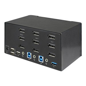 StarTech.com 2 Port DisplayPort KVM Switch - 4K 60 Hz UHD HDR - DP 1.2 KVM Umschalter mit USB 3.0 Hub mit 2 Anschlüssen (5 Gbit/s)