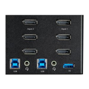 StarTech.com 2 Port DisplayPort KVM Switch - 4K 60 Hz UHD HDR - DP 1.2 KVM Umschalter mit USB 3.0 Hub mit 2 Anschlüssen (5 Gbit/s)