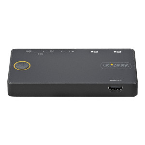 StarTech.com 2 Port Hybrid KVM Switch HDMI + USB-A & USB-C - 4K 60Hz HDMI 2.0 Monitor - Kompakter Desktop und/oder Laptop HDMI KVM Umschalter - USB Bus Powered - Thunderbolt 3 Kompatibel (SV221HUC4K)