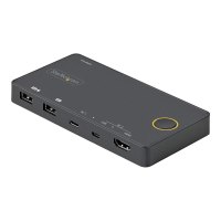 StarTech.com 2 Port Hybrid KVM Switch HDMI + USB-A & USB-C - 4K 60Hz HDMI 2.0 Monitor - Kompakter Desktop und/oder Laptop HDMI KVM Umschalter - USB Bus Powered - Thunderbolt 3 Kompatibel (SV221HUC4K)