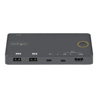 StarTech.com 2 Port Hybrid KVM Switch HDMI + USB-A & USB-C - 4K 60Hz HDMI 2.0 Monitor - Kompakter Desktop und/oder Laptop HDMI KVM Umschalter - USB Bus Powered - Thunderbolt 3 Kompatibel (SV221HUC4K)