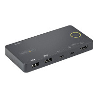 StarTech.com 2 Port Hybrid KVM Switch HDMI + USB-A & USB-C - 4K 60Hz HDMI 2.0 Monitor - Kompakter Desktop und/oder Laptop HDMI KVM Umschalter - USB Bus Powered - Thunderbolt 3 Kompatibel (SV221HUC4K)