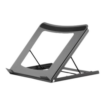 IC Intracom Manhattan Laptop and Tablet Stand, Adjustable (5 positions), Suitable for all tablets and laptops up to 15.6", Portable and Lightweight, Steel, Black, Lifetime Warranty