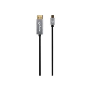 IC Intracom Manhattan USB-C to DisplayPort 1.4 Cable, 8K@60Hz, 2m, Male to Male, Black, Equivalent to Startech CDP2DP146B (except 20cm longer), Three Year Warranty, Polybag