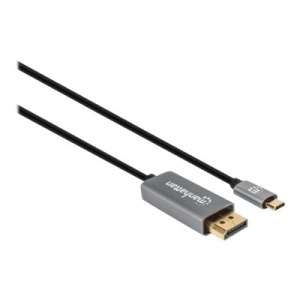 IC Intracom Manhattan USB-C to DisplayPort 1.4 Cable, 8K@60Hz, 2m, Male to Male, Black, Equivalent to Startech CDP2DP146B (except 20cm longer), Three Year Warranty, Polybag