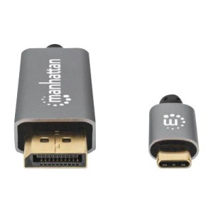 IC Intracom Manhattan USB-C to DisplayPort 1.4 Cable, 8K@60Hz, 2m, Male to Male, Black, Equivalent to Startech CDP2DP146B (except 20cm longer), Three Year Warranty, Polybag