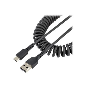 StarTech.com 1m USB A auf USB C Kabel, hochbelastbares Spiralkabel für Laden & Synchronisieren, USB 2.0 A zu Typ-C Ladekabel, robuste Aramidfaser, handy schnellladekabel (R2ACC-1M-USB-CABLE)